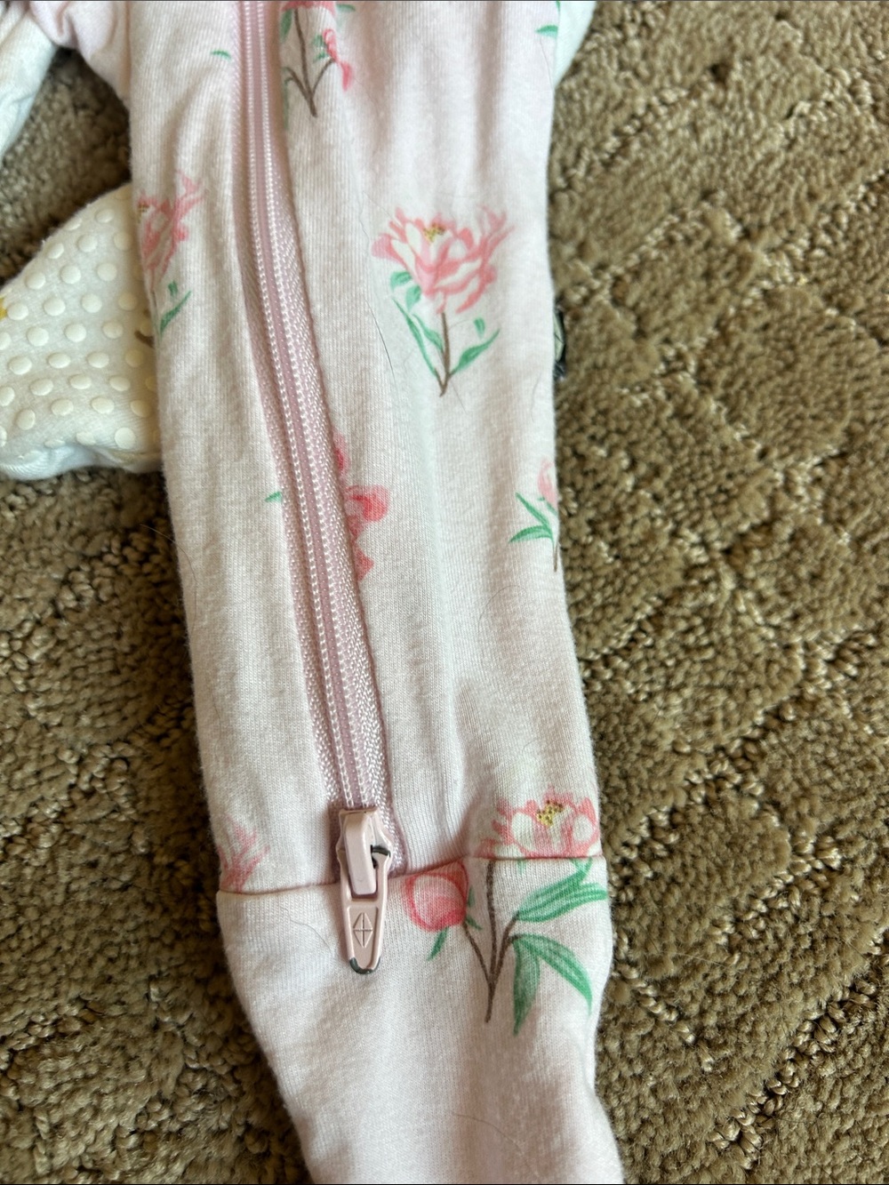 BAMBOO Pink Floral Zip Footie One-Piece - Picture 12 of 13